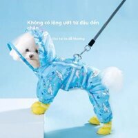 Áo mưa cho Chó Bốn chân chống nước bao toàn bộ liền chân chó nhỏ trung bình Teddy Bichon Bomei Áo Mưa Một mảnh cho thú cưng