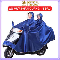 Áo mưa đi xe máy phản quang, áo mưa 1 người, 2 người bao phủ toàn xe máy size rộng