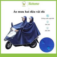 Áo mưa đôi 2 đầu cánh dơi vải dù ép PVC phản quang có kính che mặt vải dù siêu dai siêu bền