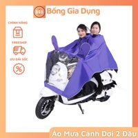 Áo Mưa Đôi 2 Đầu Dáng Trùm Rộng Cánh Dơi Có Tai Kính Che Gương Và Đèn Xe