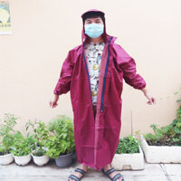 Áo Mưa Khoá Kéo, Áo Mưa Măng Tô Vải Dù Cao Cấp, Hàng Việt Nam, Khổ To Rộng, Chống Thấm Hiệu Quả, Phù Hợp Nam Và Nữ, Có Túi Đựng, Có Lựa Chọn Màu Sắc - Đỏ Đô