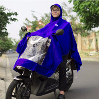Áo Mưa Kiếng Đèn Vải Dù Siêu Bền, Áo Mưa Cánh Dơi Có Kiếng Đèn, Khổ To Rộng, An Toàn - XANH DƯƠNG NHẠT