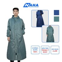 Áo mưa kiểu dáng măng tô 2 lớp cao cấp nam nữ, chống thấm nước, chắn gió, NAHA