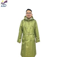 Áo mưa măng tô màu vàng oliu Công ty 26- áo mưa chất liệu bền chóng nước chống rét 3 size bộ 3 món