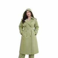 Áo mưa măng tô màu vàng oliu Công ty 26- áo mưa chất liệu bền chóng nước chống rét 3 size bộ 3 món