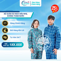 Áo mưa nam nữ siêu nhẹ vải dù, không thấm nước sử dụng tiện lợi với họa tiết kẻ hoa