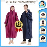Áo mưa người lớn trùm toàn thân loại đặt biệt tay có chun siêu nhẹ kèm túi đựng tiện lợi