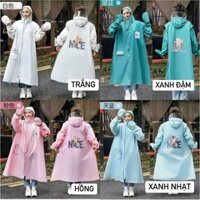 Áo mưa thời trang thân dài hoạ tiết gấu Nice, Áo mưa nam nữ chất vải chống nước cao cấp MIN193