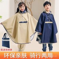 Áo mưa trẻ em kiểu cape cho bé trai bé gái, túi đi học, phiên bản Hàn Quốc cao cấp, áo mưa trẻ em cho học sinh tiểu học, dùng để đi xe điện