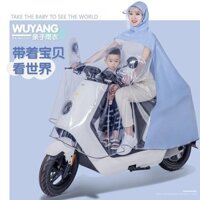 Áo Mưa Trong Suốt Mẹ Và Trẻ Em Đặc Biệt Dành Cho Mẹ Và Trẻ Em Có Bé Xe Điện Mưa Poncho Đơn Đôi Toàn Thân Chống Mưa