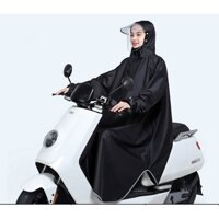 Áo mưa trùm 1 đầu có kính chắn phong cách Nhật Bản không xẻ có bao tay chống mưa lạnh vải dày chống thấm tốt