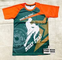 Áo Muay Thái Sài Gòn - Xanh rêu/cam