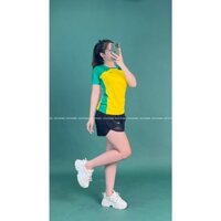 áo nai phối MÀU VÀNG, quần short MÀU ĐEN