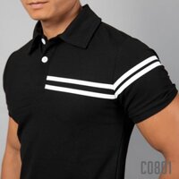 Áo nam có cổ ngắn tay - Áo polo 3 vạch trắng ngực cao cấp Gym Max c0801 - Thể thao VNXK