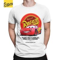 Áo nam Cotton thông thường Lightning Mcqueen Cars Galaxy Áo nam cổ tròn Cotton Áo thun hoạt hình tay ngắn