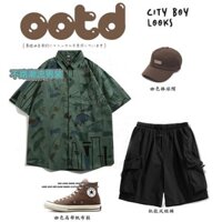 áo nam đẹp+quần túi hộp，áo unisex，bộ đồ，vintage，set đồ nam bigsize，Đẹp Trai Mặc Mùa Hè Băng Lụa In Hình Áo Sơ Mi Nam Hawaii Tay Ngắn Cao Cấp Nhanh Khô Nửa Tay Áo Sơ Mi Thời Trang，áo đôi nam nữ，áo thun oversize nam