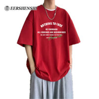 Áo nam EERSHENSHI hợp thời trang in chữ Mỹ tay ngắn dáng rộng ba phần tư dành cho nam và nữ