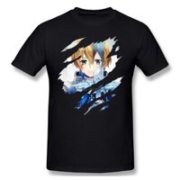 Áo nam Eugeo X Kirito 100% Cotton Thanh Kiếm Nghệ Thuật Trực Tuyến Áo Ngộ nghĩnh Thường Ngày Tee Bông Tai Kẹp Dạo Phố