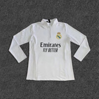 Áo Nam Tay Dài Thể Thao Ngoài Trời  Bóng Đá Áo Thun Nhanh Khô Real Madrid White L (50-60kg)