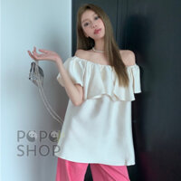 Áo ngang vai ngực bèo tay phồng dáng suông phong cách tiểu thư sang chảnh che khuyết điểm siêu đỉnh