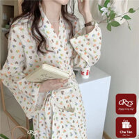 Áo ngủ kimono dài tay Nhật Bản hình gấu dễ thương váy ngủ nữ mùa thu dài đồ ngủ mặc nhà thông thường có thể mặc bên ngoài