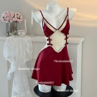 Áo ngủ sexy cỡ lớn 100kg cho phụ nữ, mùa hè, lụa băng mỏng, đồ lót ngực nhỏ, váy ngủ dây ren cỡ lớn - ee11 TRSM