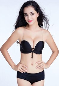Áo ngực dây rút đúc su nâng ngực mặc với đầm trễ vai hở lưng - Màu Đen - 34