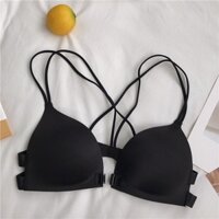 Áo Ngực Đúc Bàn Tay Cổ Chữ V Xẻ Sâu Có Nút Cài Trước Quyến Rũ Cho Nữ - ĐEN