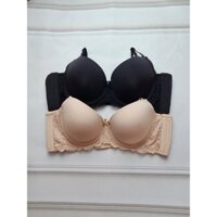Áo ngực Jossi 1091 trơn phối ren mút dày nâng ngực, 3 móc ôm 2 bên