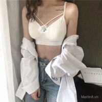 Áo ngực nâng kiểu Hàn Quốc [Áo ngực nữ mới mùa hè không có gọng màu đen] 190k Người đẹp lưng nổi tiếng trên internet