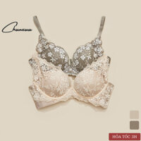Áo ngực nữ thêu hoa trà CHUNXUU phối ren mềm mại không gọng đệm dày 2,5CM nâng đẩy ngực - AV73