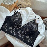 Áo ngực ren chất lượng cao Đồ lót siêu mỏng Đồ lót nữ Áo ngực thêu không có dây lót