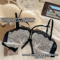 Áo ngực ren rỗng dây đeo chéo cho phụ nữ ngực nhỏ nâng ngực dày dạn phong cách thuần khiết sexy áo ngực nữ