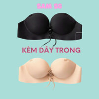 Áo ngực su dây lưng trong nâng ngực đẹp có dây rút tạo khe Đệm lót mút đúc su dày 3cm Chống tuột Không Gọng Sam CLothing