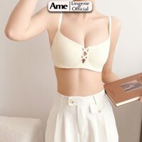 Áo ngực su non, không gọng, đệm mỏng nhẹ, áo lót ôm nâng Sexy, khe dây đan chéo Ame A2