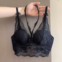 Áo ngực tập hợp kiểu tối màu Pure Desire~, ren sexy dày, bộ áo ngực cổ yếm cho ngực nhỏ và ngực lớn