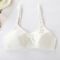 Áo ngực vải cotton không gọng không đệm mút cho tuổi teen mới lớn móc cài tùy chỉnh - Trắng có hình,Freesize 40kg-55kg