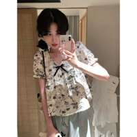 Áo nhỏ mùa hè nhuộm mực làm bằng nhung BOOB JLVZ