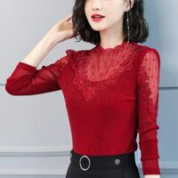 Áo Nhũ Kim Tuyến TAy Dài Phối Ren - SA205
