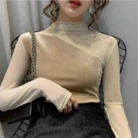 Áo Nhung Giữ Nhiệt Nữ Phối Tay