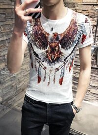 áo nhung nam hình đại bàng - Trắng - L