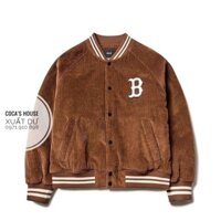 Áo nỉ bomber nhung trần bông màu nâu cho bé trai