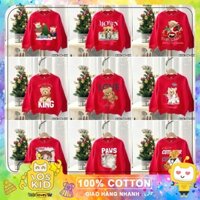 Áo nỉ bông đỏ in hình siêu đẹp cho bé trai bé gái diện dịp cuối năm hàng cao cấp size từ 10-36 cân