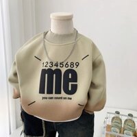 Áo Nỉ Cao Cổ Bằng Da Pu In Màu Gradient Thời Trang Mùa Thu Đông Hàn Quốc Dành Cho Bé Trai