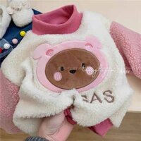 Áo Nỉ Cao Cổ Bằng Lông Cừu Dày In Hình Hoạt Hình Thời Trang Mùa Thu Đông 2023 Dành Cho Bé Gái