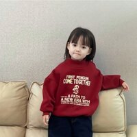 Áo Nỉ Cao Cổ Lót Lông Cừu Dày Dặn Phong Cách Hàn Quốc Thời Trang Thu Đông Mới Cho Bé Gái