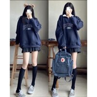 Áo Nỉ Cổ Cao MAYON Nữ  Sweater cao cổ dài tay bồng, thun hoodie form rộng cá tính