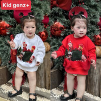 Áo nỉ cổ tròn labubu noel cho bé , áo sweater nỉ thu đông trẻ em unisex , kid genz