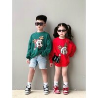 Áo nỉ cổ tròn MICKEY Noel, áo khoác nỉ sweater mừng giáng sinh,năm mới cho bé trái bé gái unisex