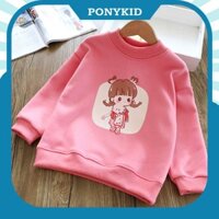 Áo nỉ dài tay bé gái, Áo thu đông cho bé gái chất nỉ mềm mịn